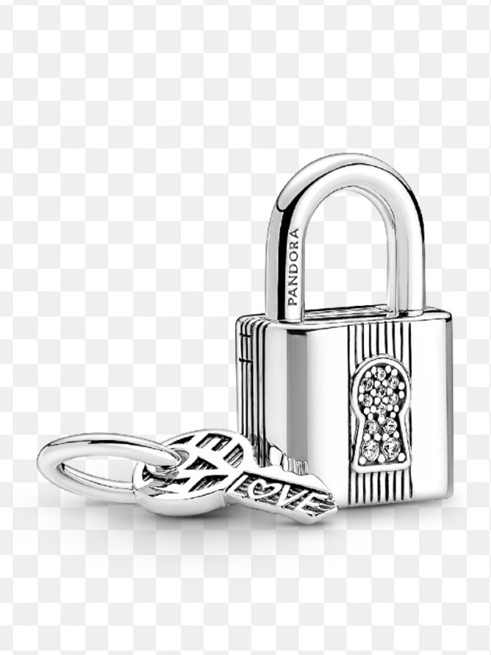 Pandora Silver Padlock Charm with Crystal Keyhole